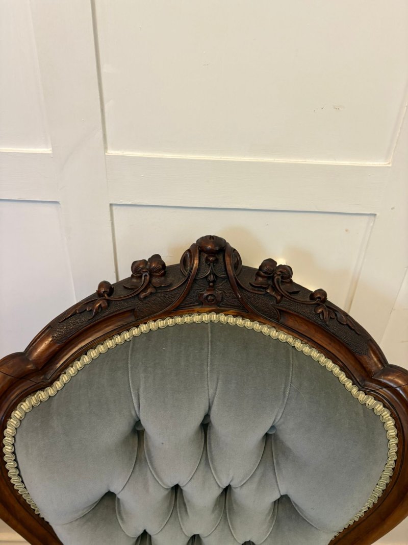 Outstanding Quality Pair of Antique Victorian Carved Walnut Ladies and Gentlemen’s Chairs - Image 14